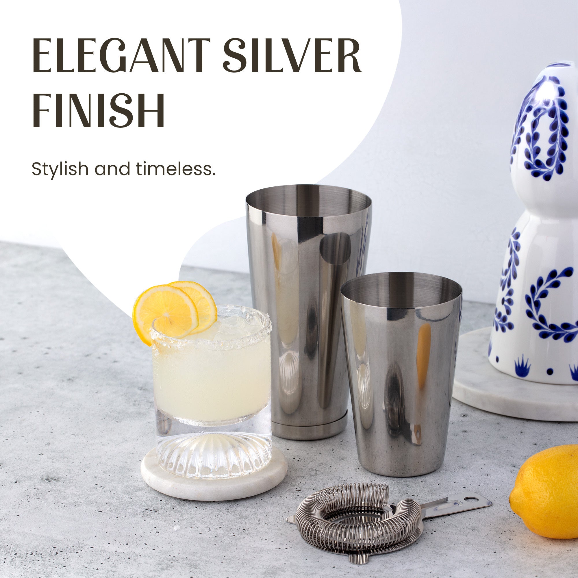 Elegant Silver Finish, Stylish and Timeless Design by Mixology & Craft