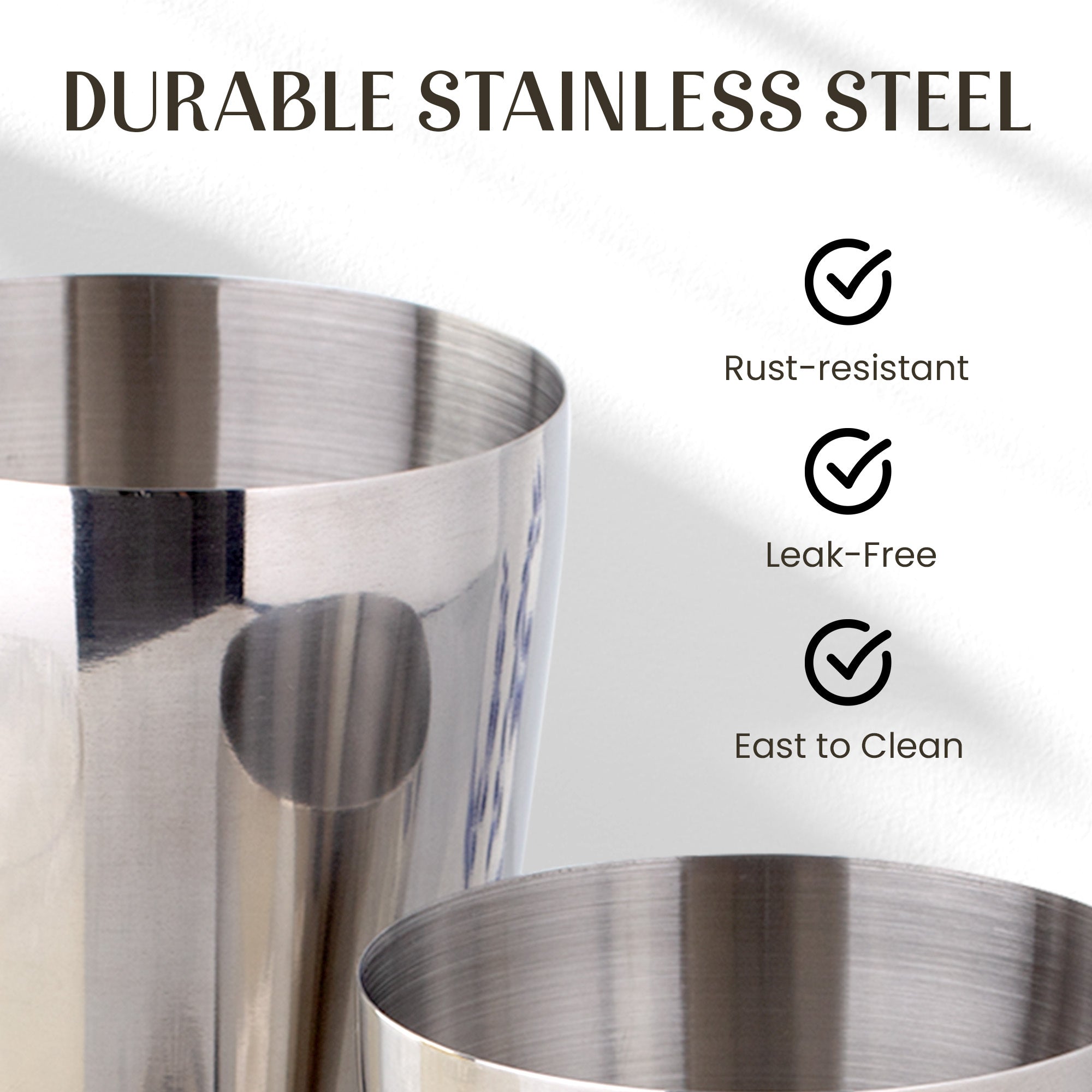 Durable Stainless Steel, Rust-Resistant, Easy-to-Clean, Leaf-Free Design by Mixology & Craft
