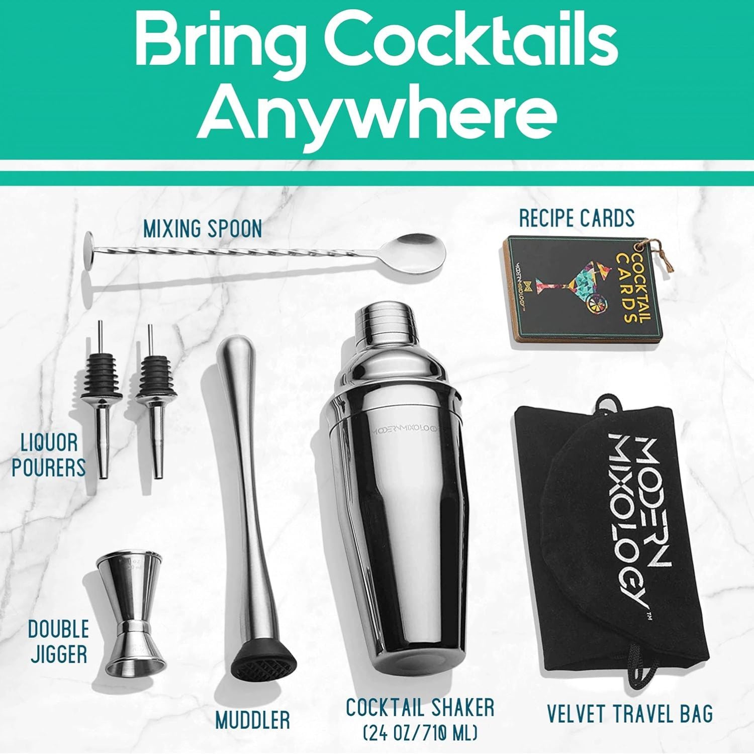 Bring Cocktails Anywhere with Complete Shaker Set by Mixology & Craft