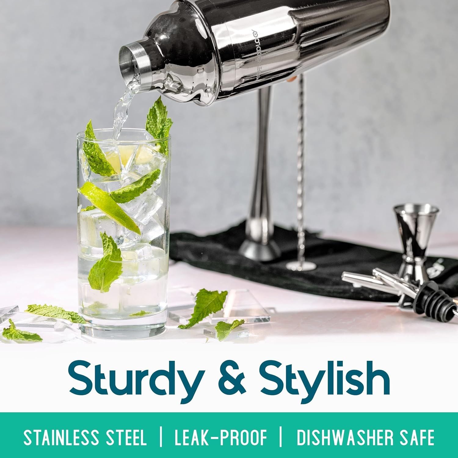 Professional Stainless Steel Shaker – Durable, Leakproof, Easy to Clean by Mixology & Craft