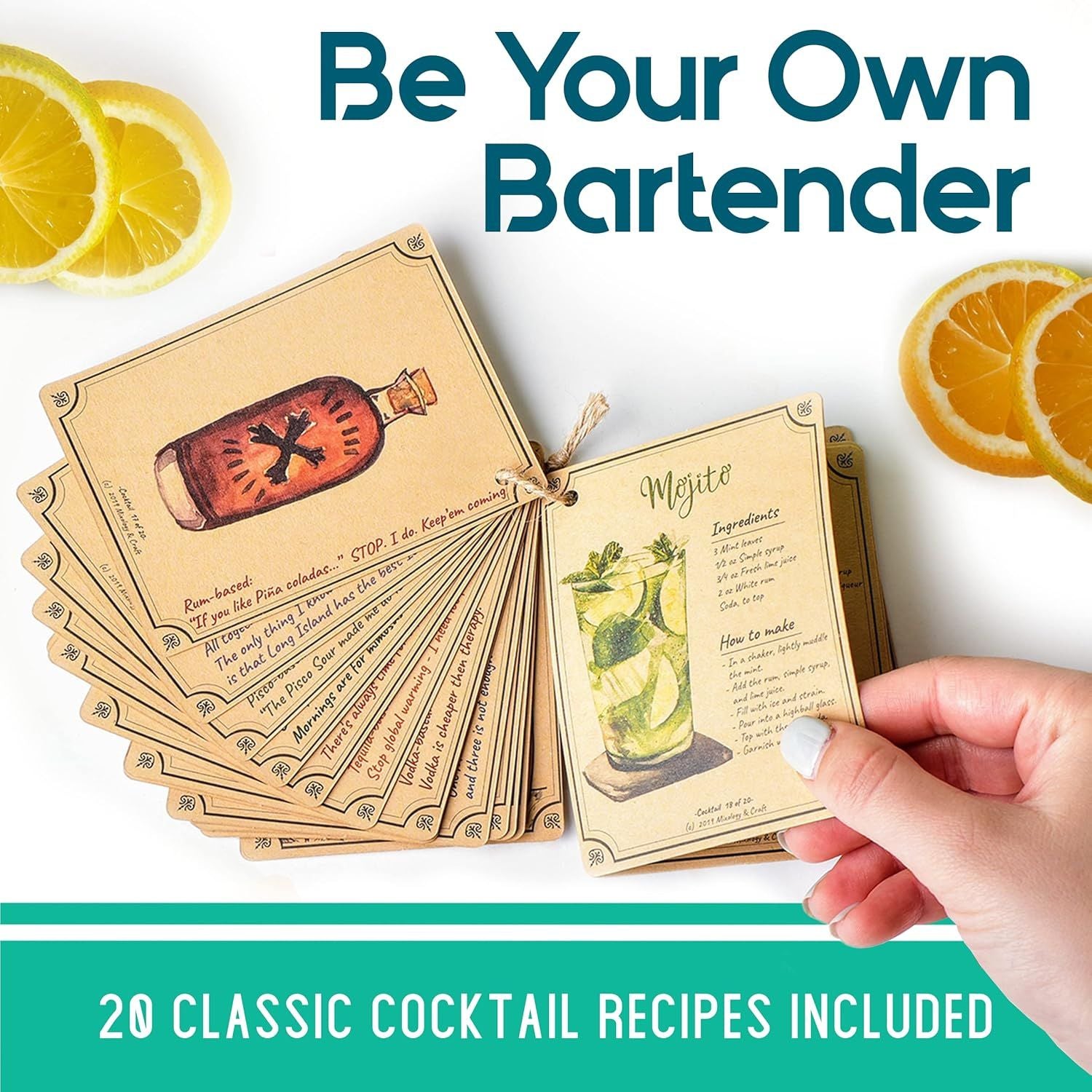DIY Bartender Kit with 20 Classic Cocktail Recipes by Mixology & Craft