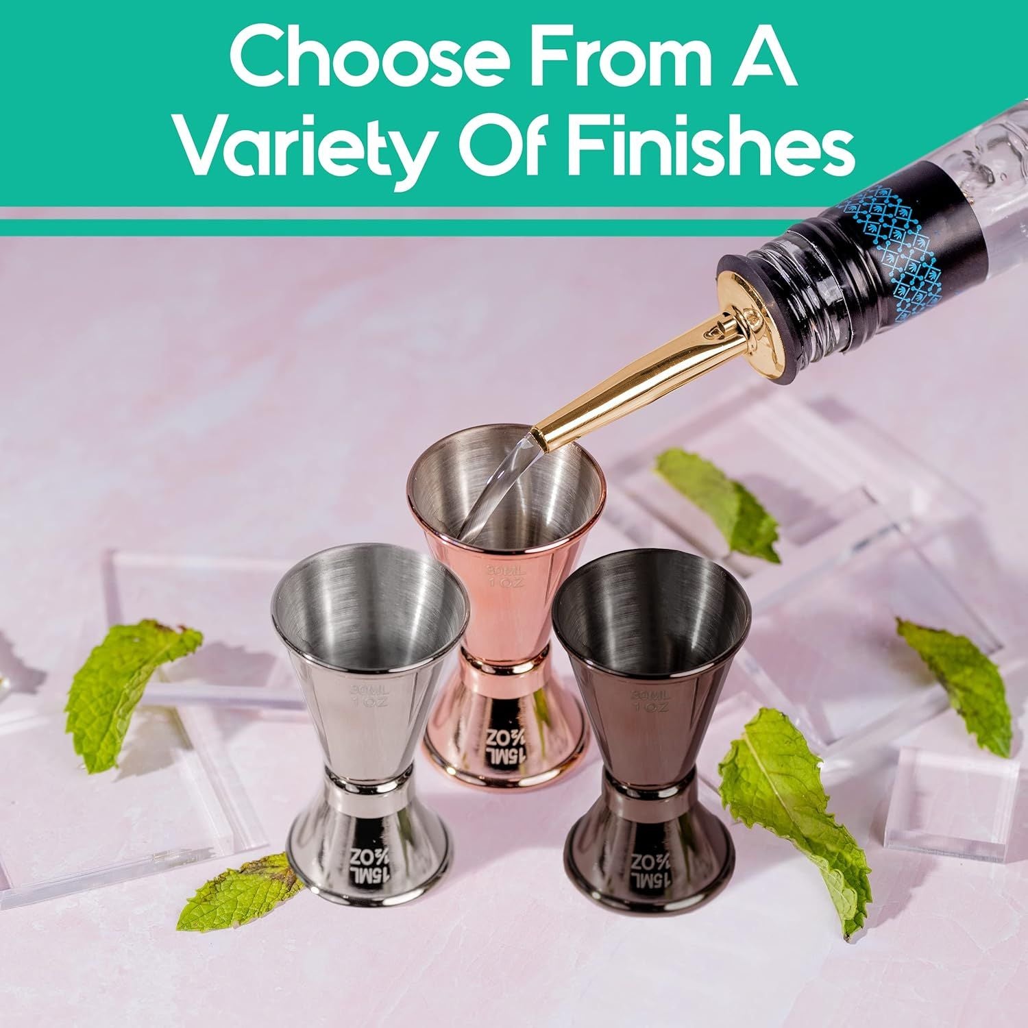 Variety of Finishes – Professional Stainless Steel Shaker Set by Mixology & Craft