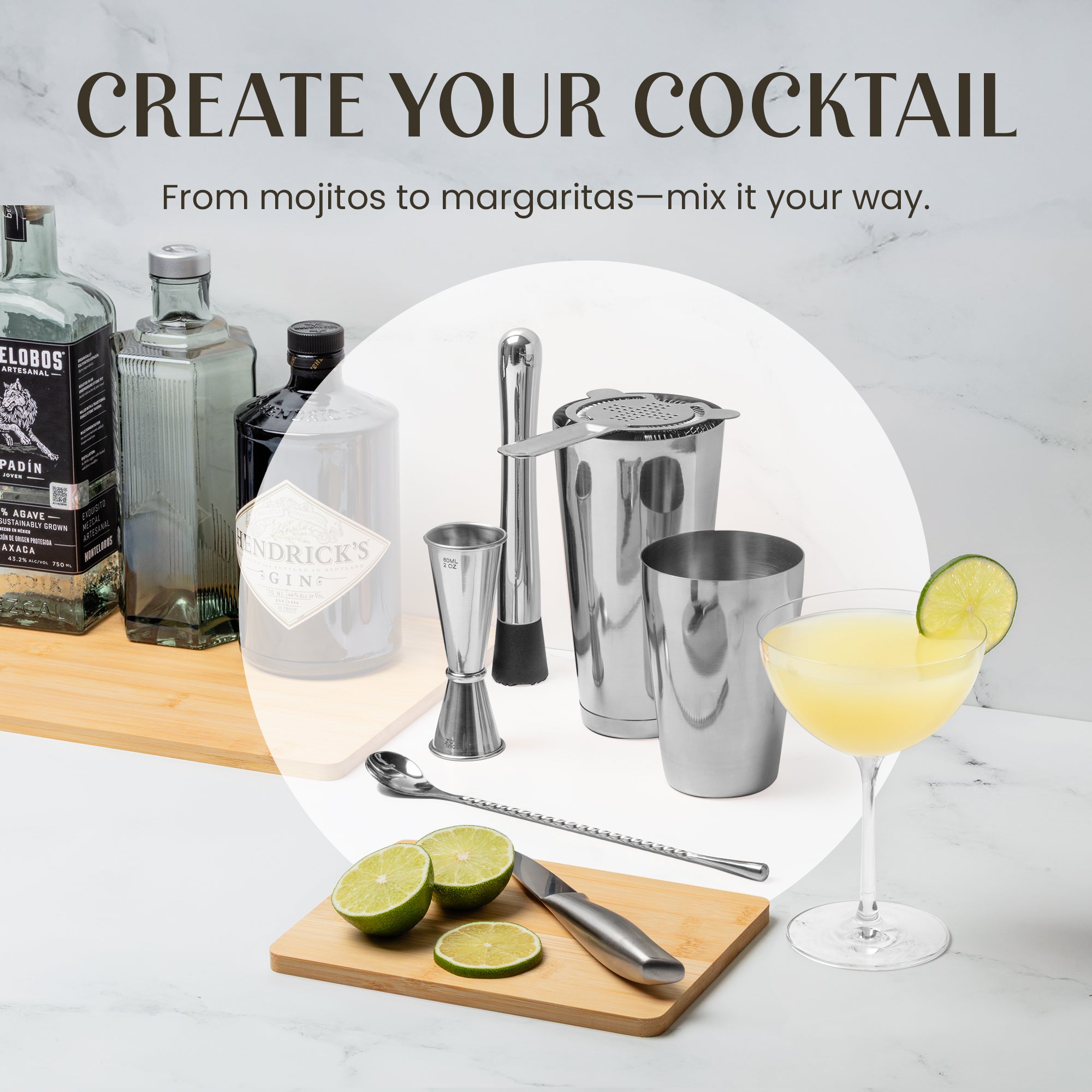 Complete Cocktail Bar Set For Martinis, Mojitos, Margaritas, And More by Mixology & Craft