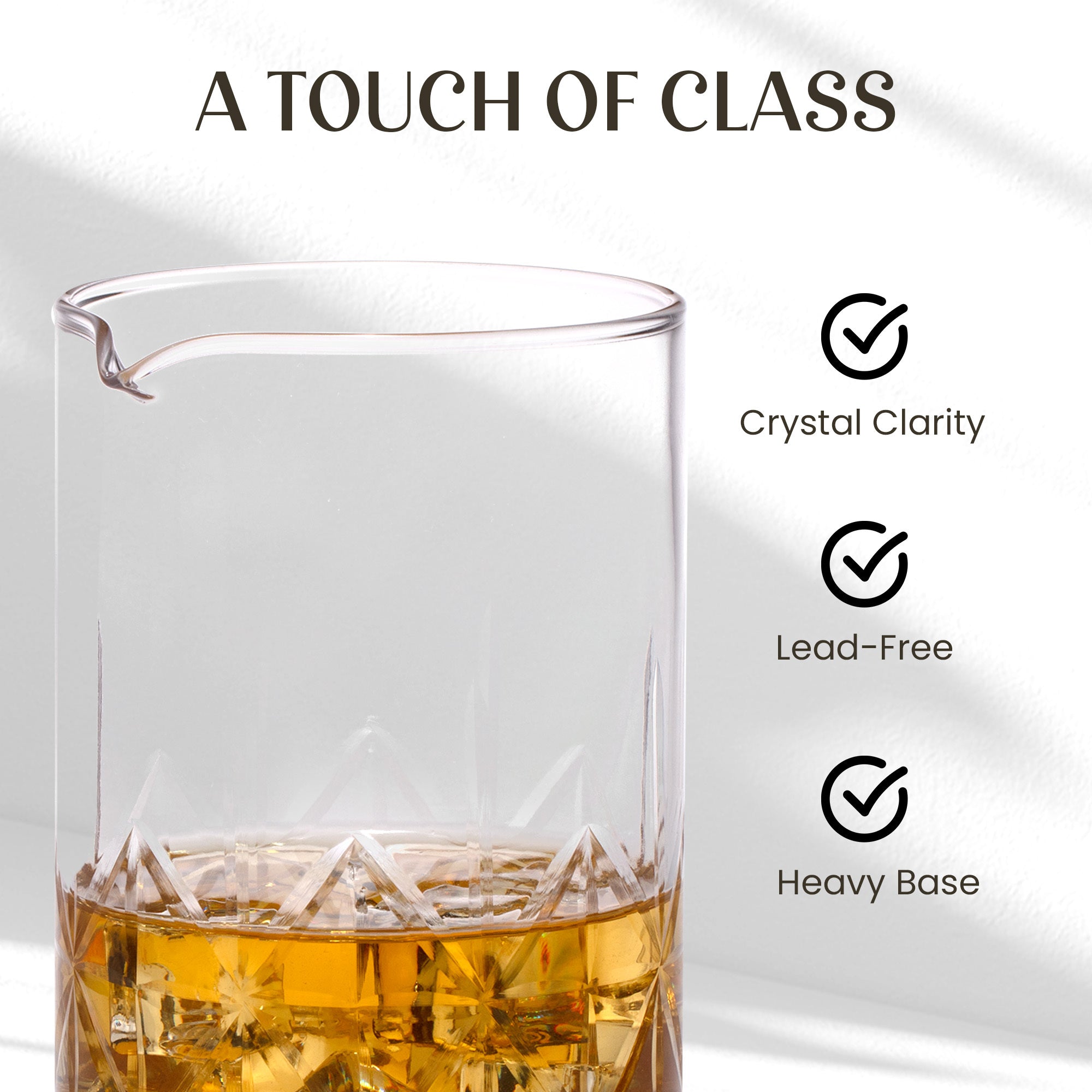 Stylish Crystal Mixing Glass With Heavy-Bottom Design by Mixology & Craft