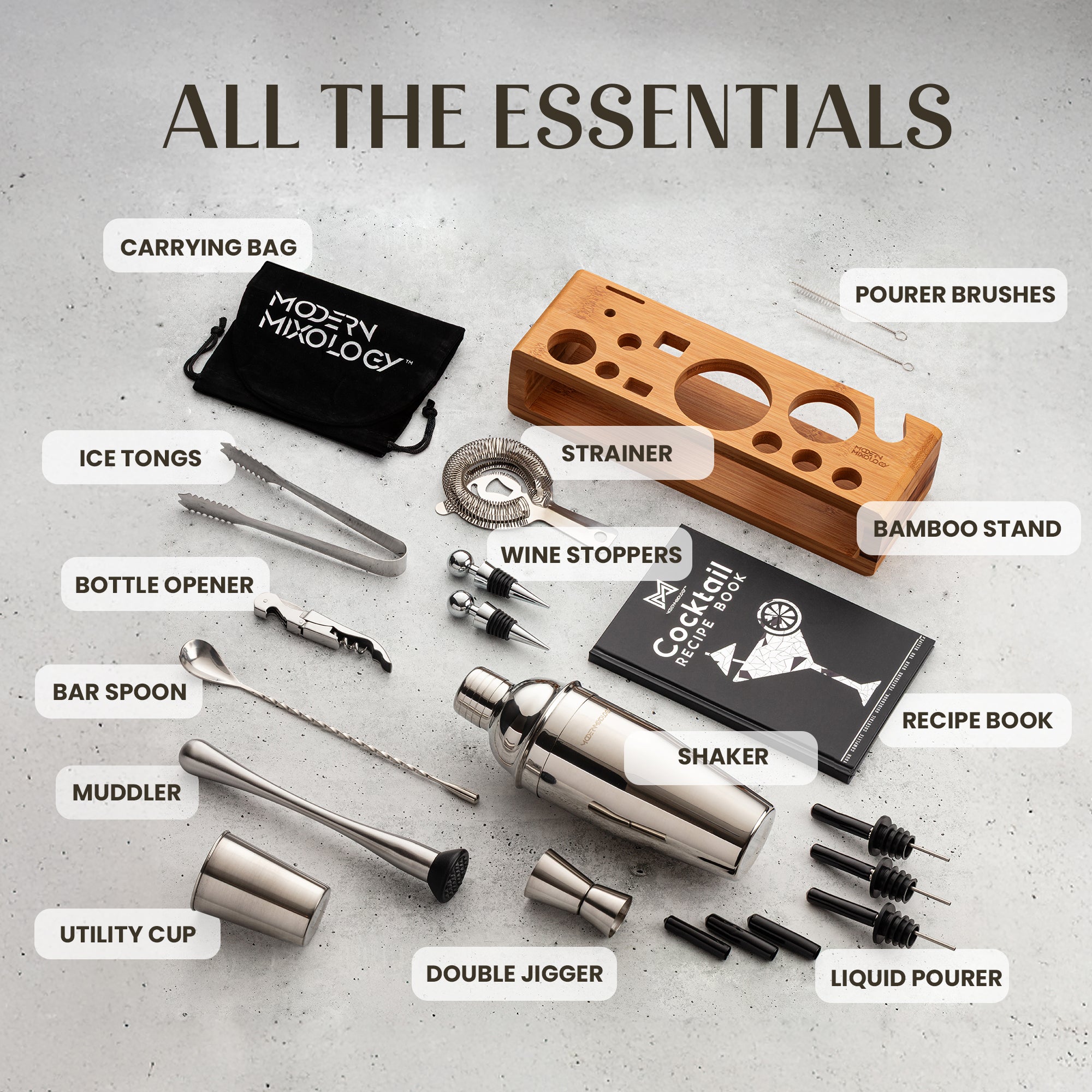 All the Essential Bar Tools Set for Home and Professional Use by Mixology & Craft