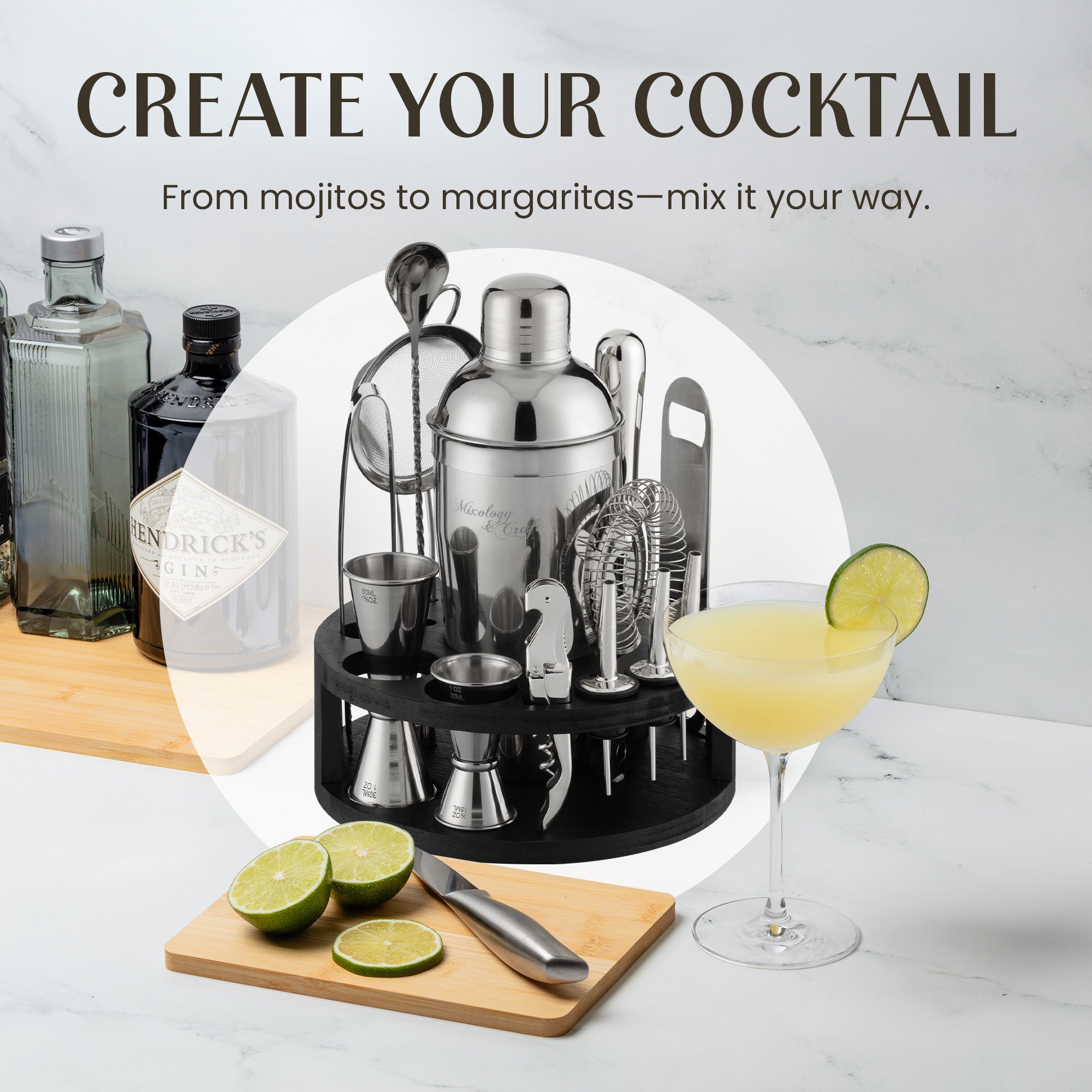 Stylish Bartender Set - Durable, Leak-Proof & Dishwasher Safe by Mixology & Craft