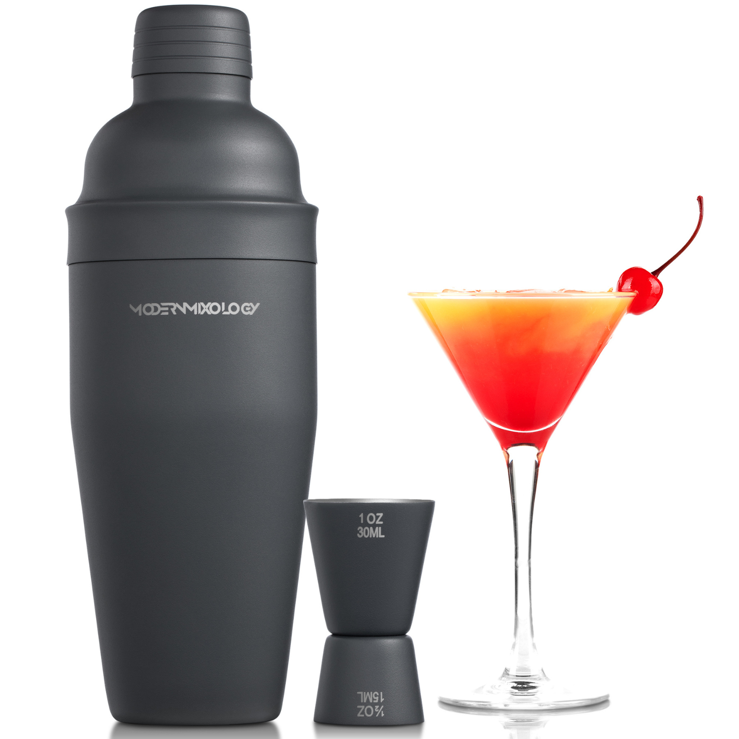Cocktail Shaker Set - 2 Piece - Matte Gray by Modern Mixology