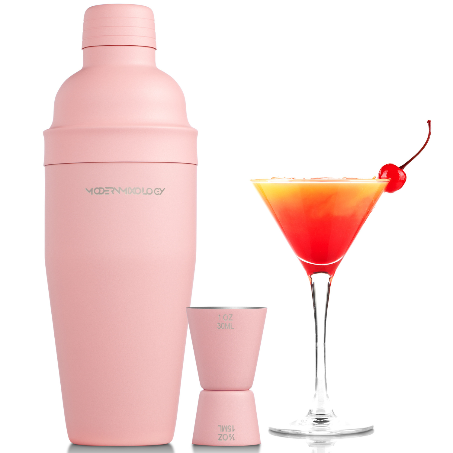 Cocktail Shaker Set - 2 Piece - Matte Pink by Modern Mixology