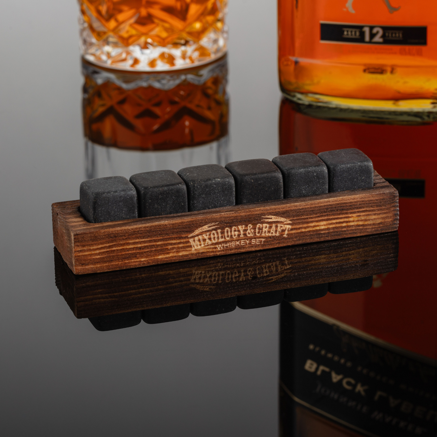 Set of 6 Granite Whiskey Stones in Cube Shape by Mixology & Craft