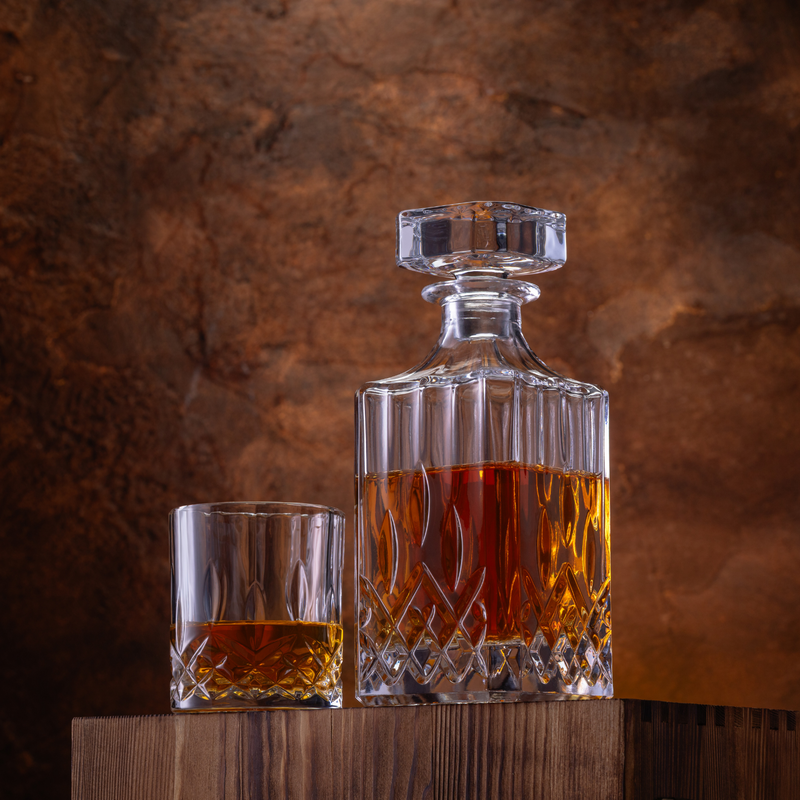 Lead-free Crystal Whiskey Glasses and Decanter by Mixology & Craft