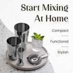 Stainless Steel Boston Cocktail Shaker Set with Jigger and Strainer by Mixology & Craft