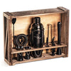 11-Piece Bartender Kit with Rustic Wood Stand - Gun Metal Finish by Mixology & Craft