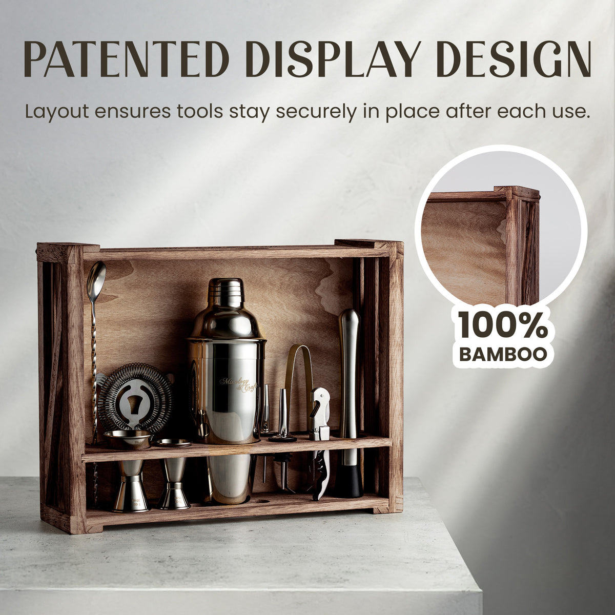 11-Piece Bartender Kit with Rustic Wood Stand – Gather Round