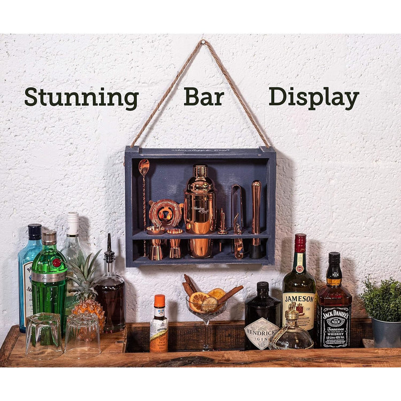 11-Piece Bartender Kit with Rustic Wood Stand