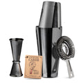 Professional Boston Cocktail Shaker Set – 4 Piece - Black by Mixology & Craft