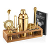 23-Piece Bartender Kit with Bamboo Stand - Gold by Mixology & Craft