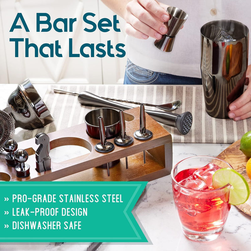 Premium Stainless Steel Bartender Kit by Mixology & Craft