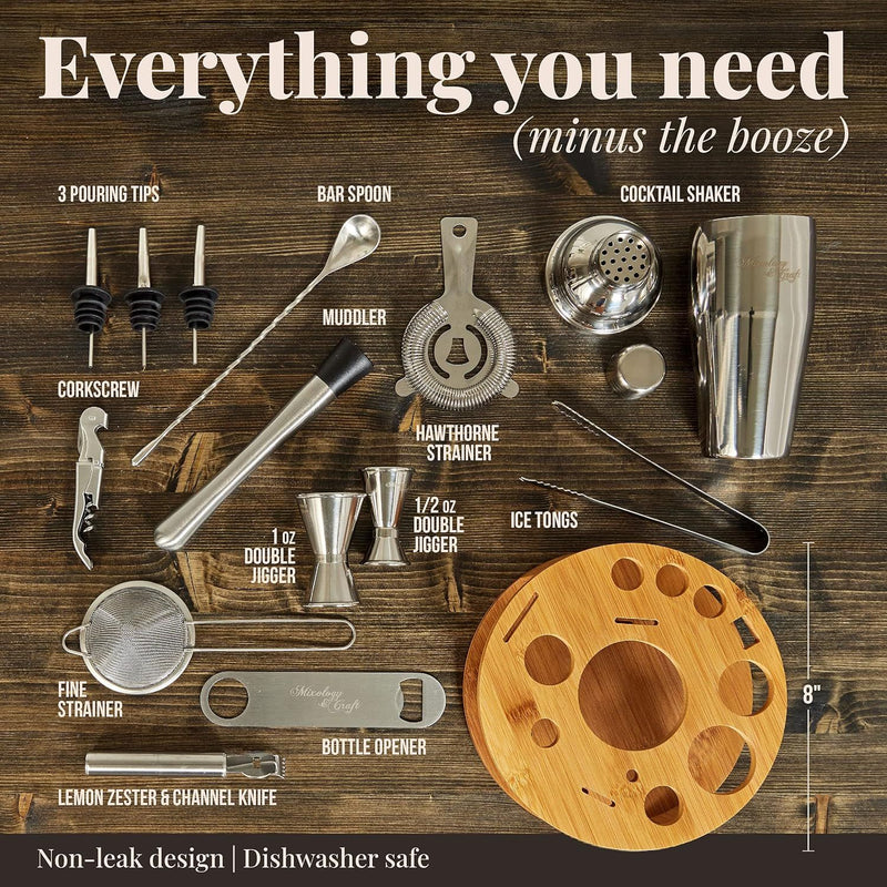 Stylish Bartender Set - Durable, Leak-Proof & Dishwasher Safe by Mixology & Craft