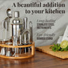 15-Piece Bartender Kit with Stainless Steel Tools and Bamboo Stand for Home Cocktails by Mixology & Craft
