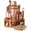 Bartender Kit - 15-Piece with Round Bamboo Stand - Copper by Mixology & Craft