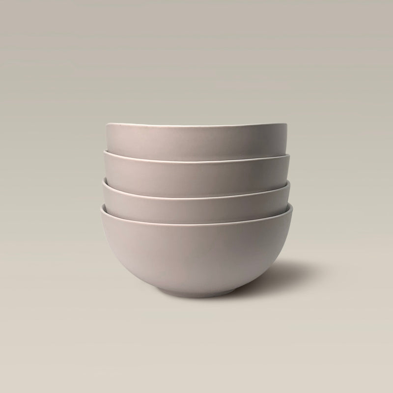 Set of 4 Ceramic Stoneware Contour Bowls - White by Gather Round