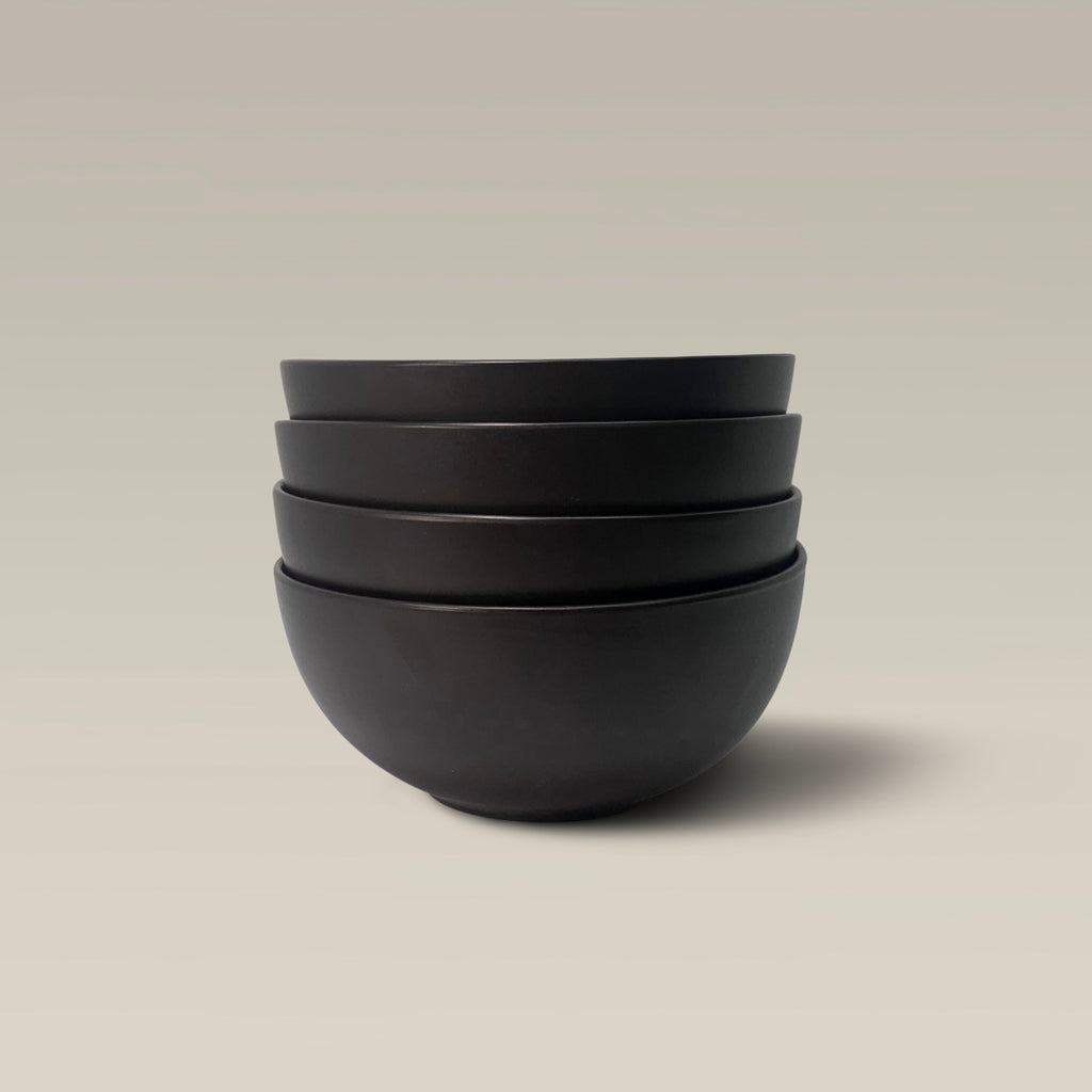 Set of 4 Ceramic Stoneware Contour Bowls - Slate Blue by Gather Round